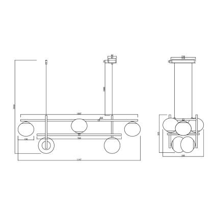 Ondaluce - Κρεμαστό φωτιστικό με καλώδιο JEWEL 6xE14/10W/230V χρυσό/λευκό