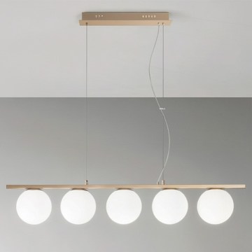 Ondaluce - Κρεμαστό φωτιστικό με καλώδιο MONILE 5xE14/10W/230V σε χρυσό/λευκό