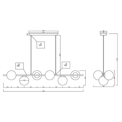 Ondaluce - Κρεμαστό φωτιστικό με καλώδιο MONILE 6xE14/10W/230V χρυσό/λευκό