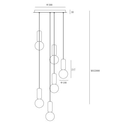 Ondaluce - Κρεμαστό φωτιστικό με καλώδιο ROCK 6xG9/7W/230V Ø 35 εκ. μπετόν/καφέ/γκρι/λευκό
