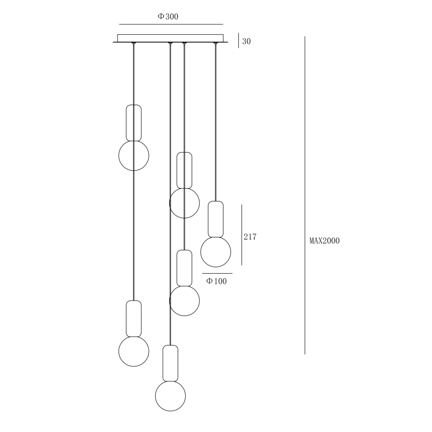 Ondaluce - Κρεμαστό φωτιστικό με καλώδιο ROCK 6xG9/7W/230V Ø 35 εκ. μπετόν/καφέ/γκρι/λευκό
