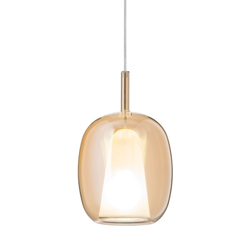 Ondaluce - Κρεμαστό φωτιστικό με καλώδιο THELMA 1xE27/15W/230V Ø 19,5 cm χρυσό/καπνιστό μπεζ