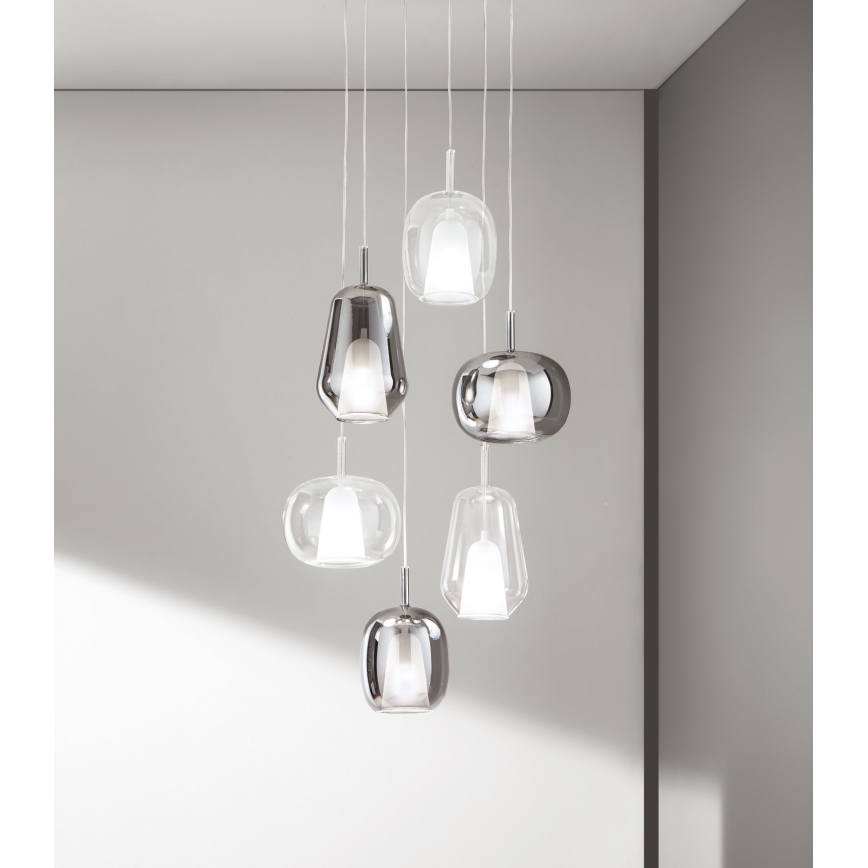 Ondaluce - Κρεμαστό φωτιστικό με καλώδιο THELMA 1xE27/15W/230V Ø 19,5 cm χρυσό/διάφανο