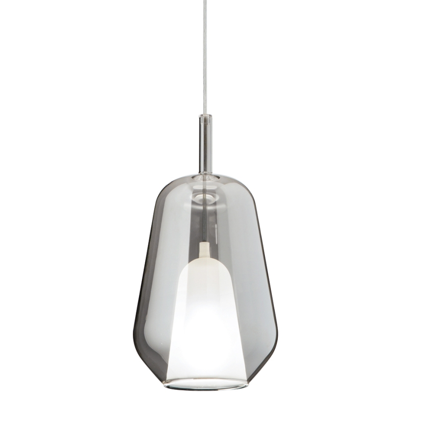 Ondaluce - Κρεμαστό φωτιστικό με καλώδιο THELMA 1xE27/15W/230V Ø 19 cm μαύρο/καπνιστό γκρι