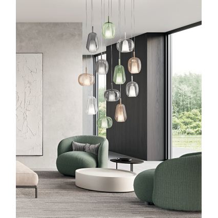 Ondaluce - Κρεμαστό φωτιστικό με καλώδιο THELMA 1xE27/15W/230V Ø 19 cm μαύρο/καπνιστό γκρι