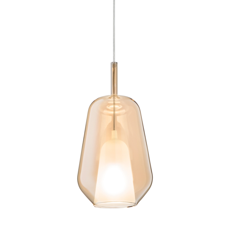 Ondaluce - Κρεμαστό φωτιστικό με καλώδιο THELMA 1xE27/15W/230V Ø 19 cm χρυσό/καπνιστό μπεζ