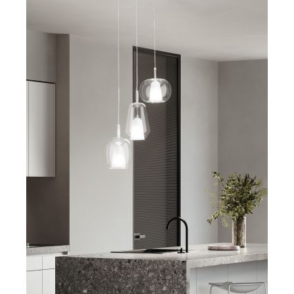 Ondaluce - Κρεμαστό φωτιστικό με καλώδιο THELMA 1xE27/15W/230V Ø 19 cm χρυσό/διάφανο