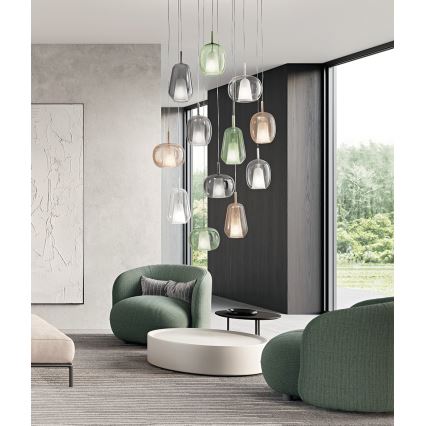 Ondaluce - Κρεμαστό φωτιστικό με καλώδιο THELMA 1xE27/15W/230V Ø 25 εκ. χρυσό/καπνιστό μπεζ