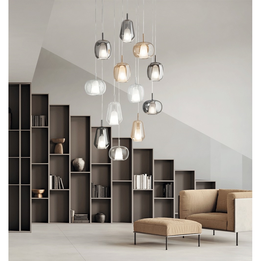 Ondaluce - Κρεμαστό φωτιστικό με καλώδιο THELMA 3xE27/15W/230V διάφανο