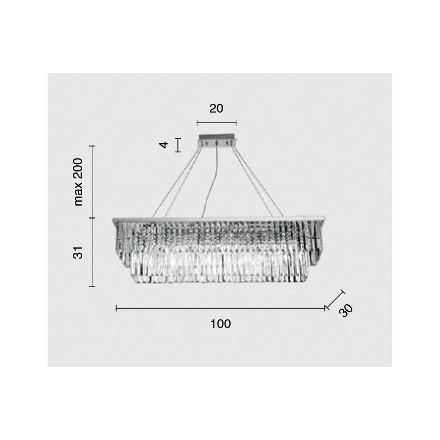 Ondaluce - Κρυστάλλινος πολυέλαιος με ανάρτηση σε καλώδιο DAIQUIRI 8xE14/10W/230V γυαλιστερό χρώμιο