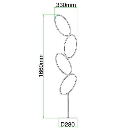 Ondaluce - LED ρυθμιζόμενη επιδαπέδια λάμπα RICE LED/38W/230V 166 cm χρυσή