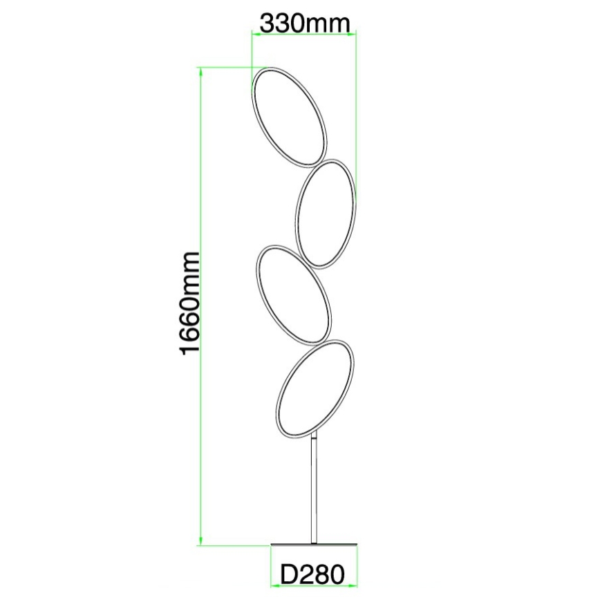 Ondaluce - LED ρυθμιζόμενη επιδαπέδια λάμπα RICE LED/38W/230V 166 cm χρυσή