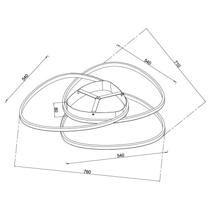 Ondaluce - LED Ρυθμιζόμενο φωτιστικό οροφής ROSE LED/80W/230V χρυσό