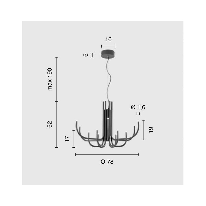 Ondaluce - LED ρυθμιζόμενο κρεμαστό φωτιστικό με καλώδιο NOUVEAU LED/35W/230V Ø 78 cm μαύρο