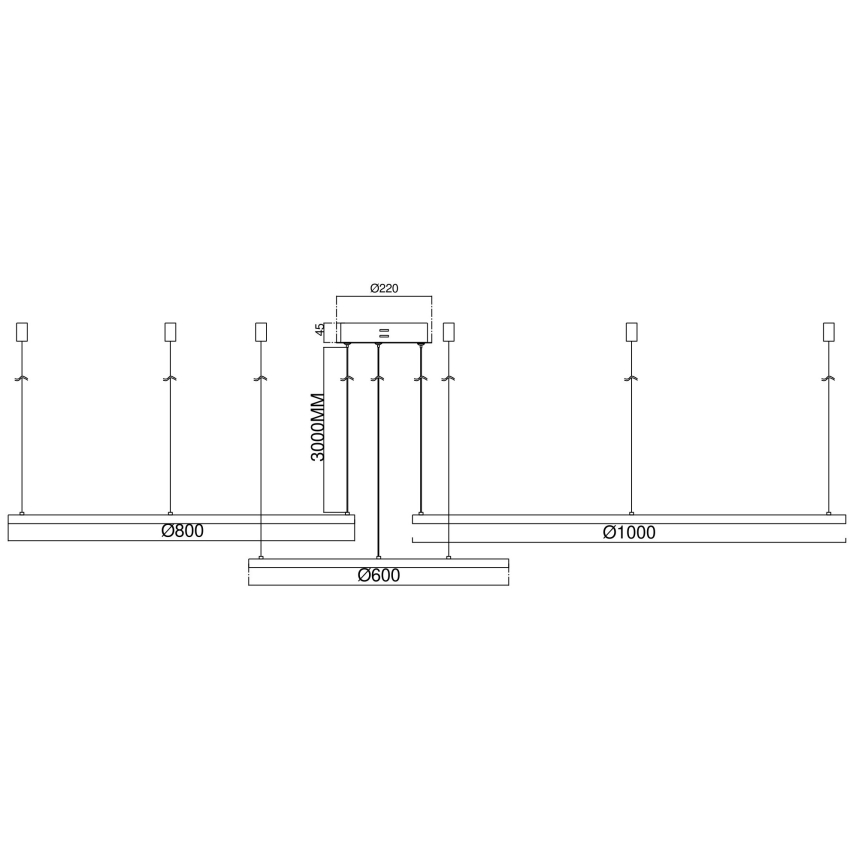 Ondaluce - Ρυθμιζόμενος LED πολυέλαιος σε καλώδιο SOEL LED/28W/230V + LED/38W Ø 80/60 cm χρυσό