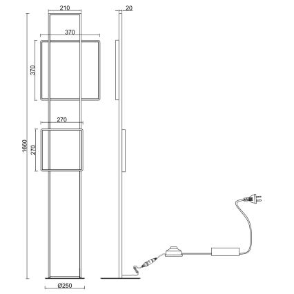 Ondaluce - LED Ρυθμιζόμενο επιδαπέδιο φωτιστικό DOWEL LED/77W/230V χρυσό