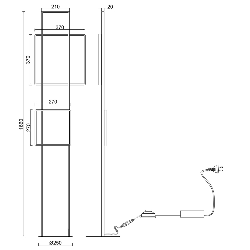 Ondaluce - LED Ρυθμιζόμενο επιδαπέδιο φωτιστικό DOWEL LED/77W/230V χρυσό