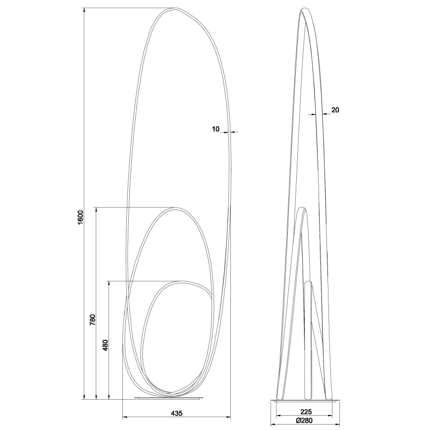 Ondaluce - Ρυθμιζόμενη επιδαπέδια λάμπα LED GOLDEN LED/45W/230V, χρυσή