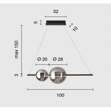 Ondaluce - Ρυθμιζόμενο κρεμαστό φωτιστικό LED με καλώδιο FUFI LED/40W/230V καπνιστό μαύρο μαύρο