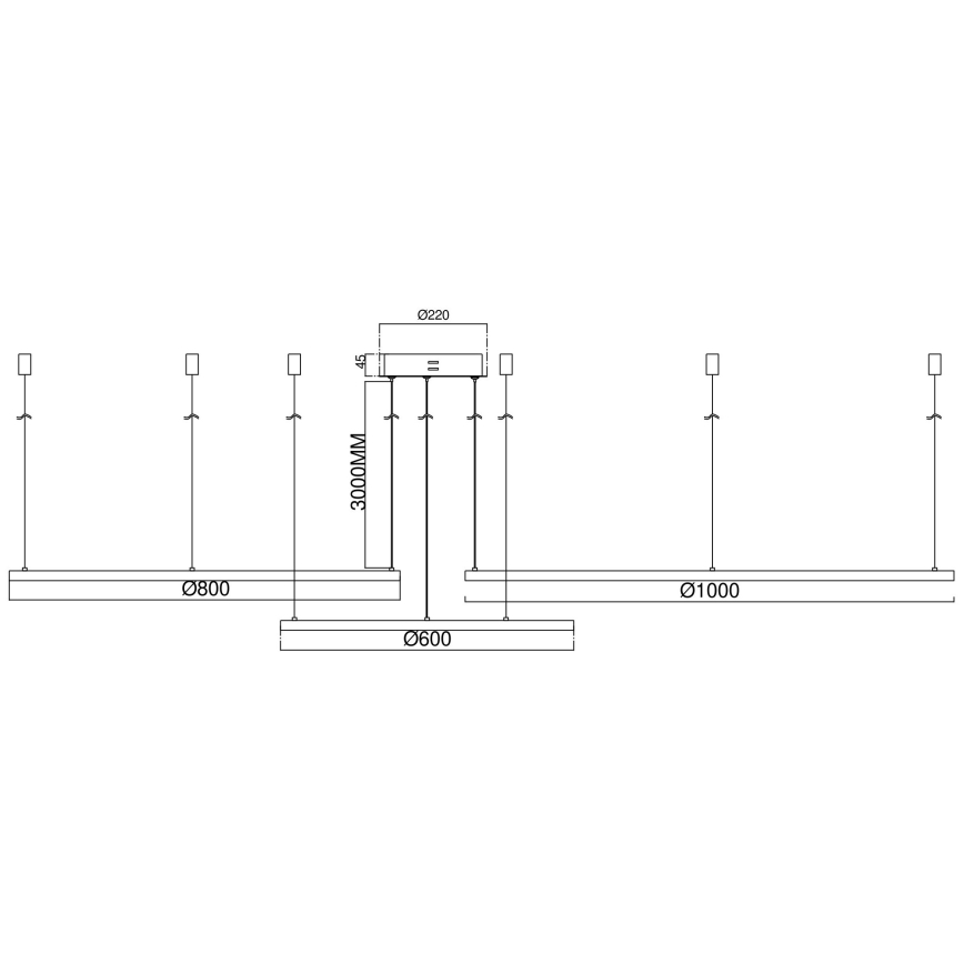Ondaluce - Ρυθμιζόμενος LED κρεμαστός πολυέλαιος σε καλώδιο SOEL LED/28W/230V + LED/38W + LED/47W Ø 100/80/60 εκ. χρυσός