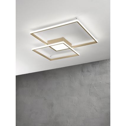 Ondaluce - Ρυθμιζόμενο LED φωτιστικό οροφής DOWEL LED/46W/230V 55x55 cm χρυσό