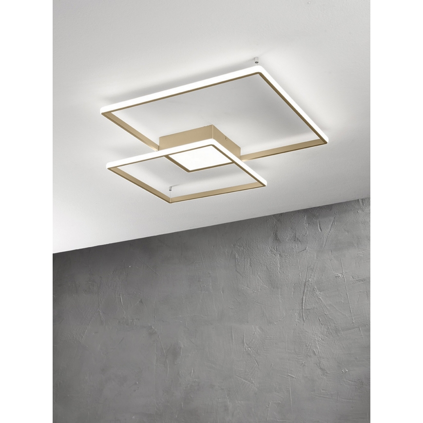 Ondaluce - Ρυθμιζόμενο LED φωτιστικό οροφής DOWEL LED/46W/230V 55x55 cm χρυσό