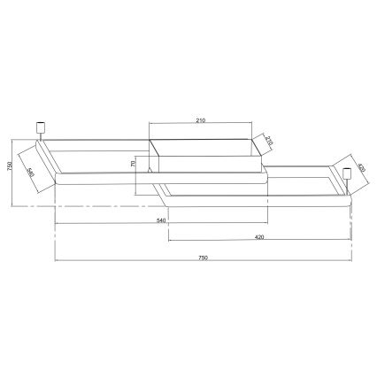 Ondaluce - Ρυθμιζόμενο LED φωτιστικό οροφής DOWEL LED/60W/230V 75x75 cm, ασημί