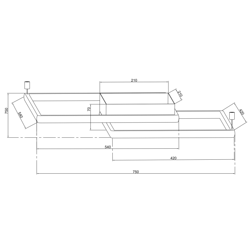 Ondaluce - Ρυθμιζόμενο LED φωτιστικό οροφής DOWEL LED/60W/230V 75x75 cm, ασημί