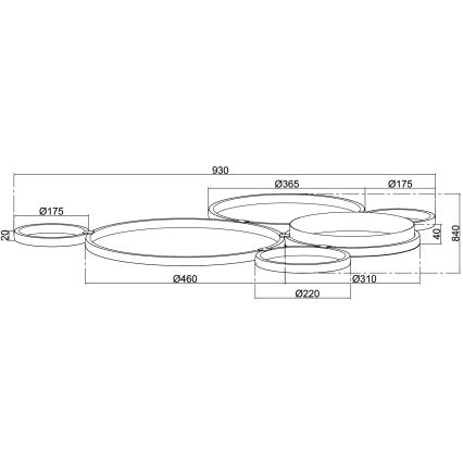 Ondaluce - Ρυθμιζόμενο LED φωτιστικό οροφής POIS LED/68W/230V χρυσό