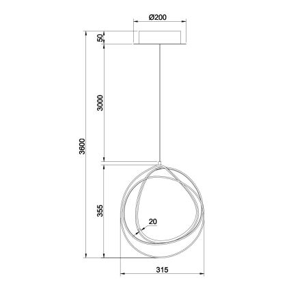Ondaluce - Ρυθμιζόμενο LED κρεμαστό φωτιστικό σε καλώδιο GOLDEN LED/28W/230V χρυσό
