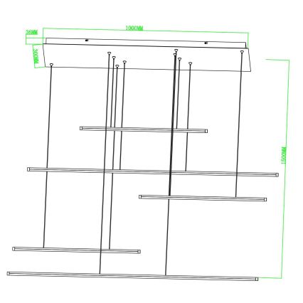Ondaluce - Ρυθμιζόμενο LED κρεμαστό φωτιστικό με καλώδιο GENIUS LED/72W/230V μαύρο