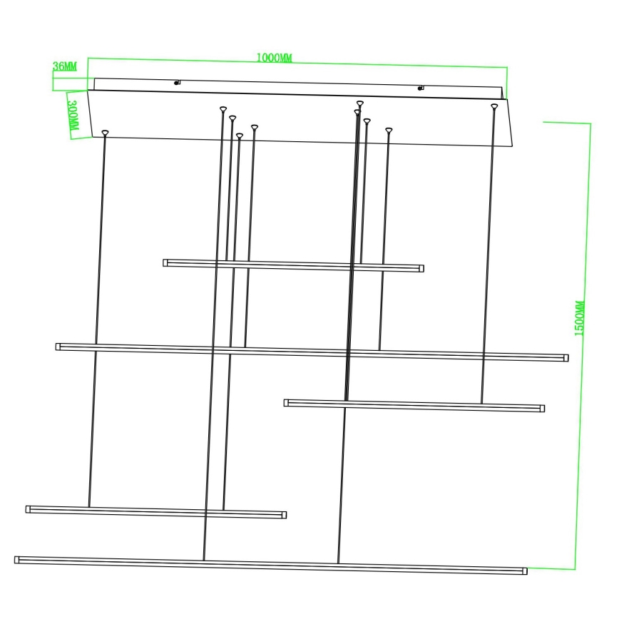 Ondaluce - Ρυθμιζόμενο LED κρεμαστό φωτιστικό με καλώδιο GENIUS LED/72W/230V μαύρο