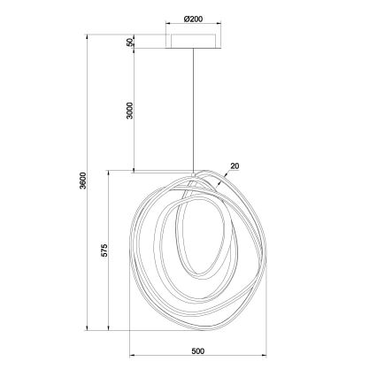 Ondaluce - Ρυθμιζόμενο LED κρεμαστό φωτιστικό με καλώδιο GOLDEN LED/50W/230V χρυσό