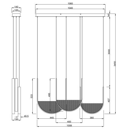 Ondaluce - Ρυθμιζόμενο LED κρεμαστό φωτιστικό με καλώδιο LOTUS LED/70W/230V, χρυσό