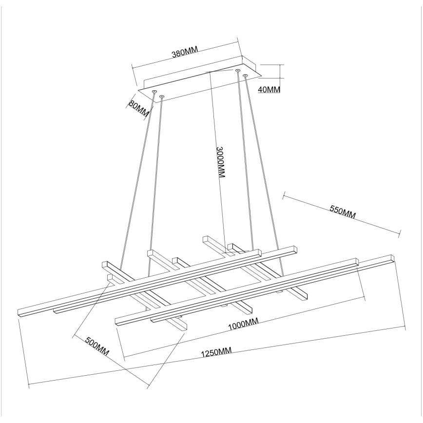 Ondaluce - Ρυθμιζόμενο LED κρεμαστό φωτιστικό με καλώδιο MOVIDA LED/114W/230V μαύρο