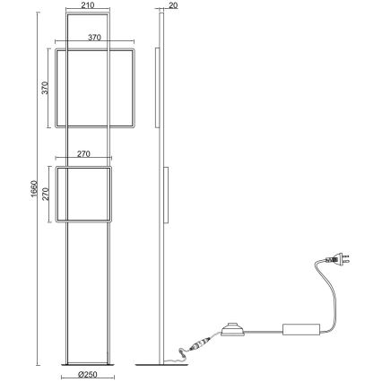 Ondaluce - Ρυθμιζόμενο LED επιδαπέδιο φωτιστικό DOWEL LED/77W/230V ασημί