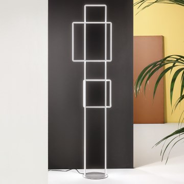 Ondaluce - Ρυθμιζόμενο επιδαπέδιο φωτιστικό LED DOWEL LED/77W/230V 166 cm ασημί