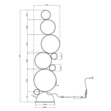 Ondaluce - Ρυθμιζόμενο επιδαπέδιο φωτιστικό LED POIS LED/52W/230V, ασημί