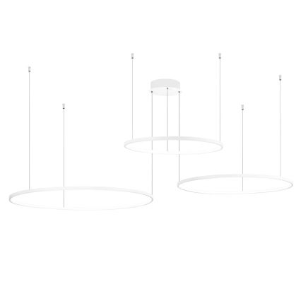 Ondaluce - Ρυθμιζόμενο κρεμαστό φωτιστικό LED με συρματόσχοινο SOEL LED/28W/230V + LED/38W + LED/47W διάμ. 100/80/60 cm λευκό