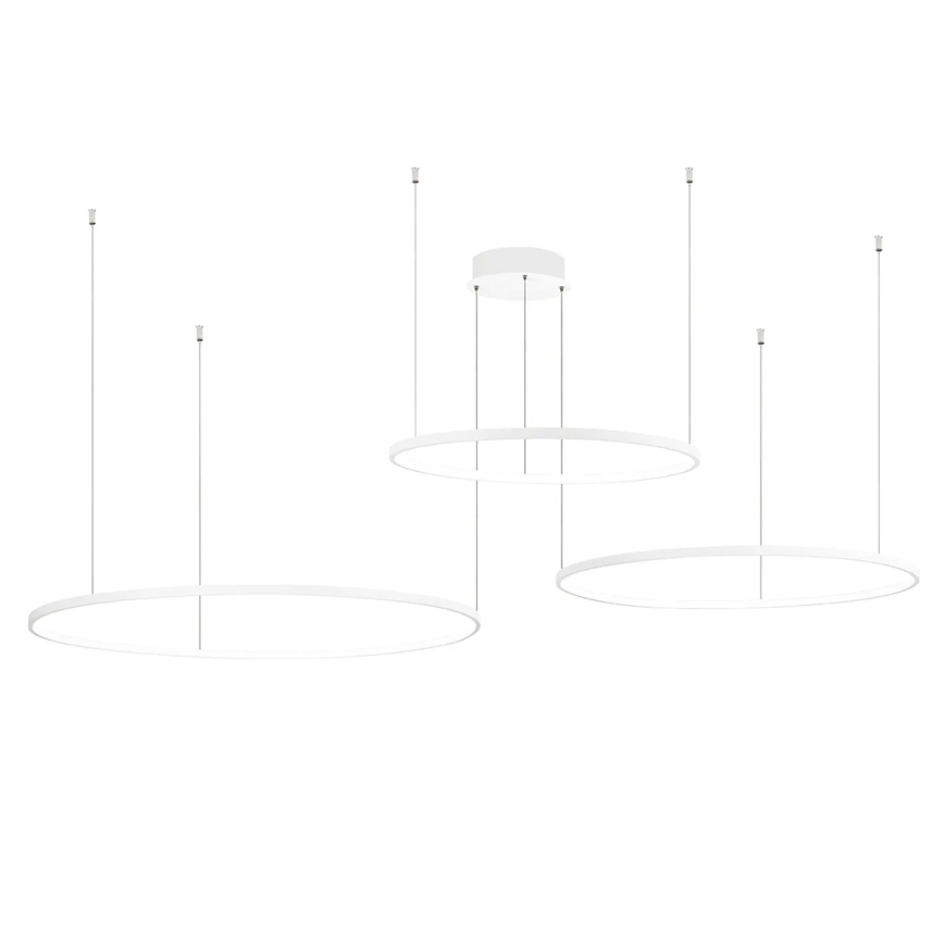 Ondaluce - Ρυθμιζόμενο κρεμαστό φωτιστικό LED με συρματόσχοινο SOEL LED/28W/230V + LED/38W + LED/47W διάμ. 100/80/60 cm λευκό