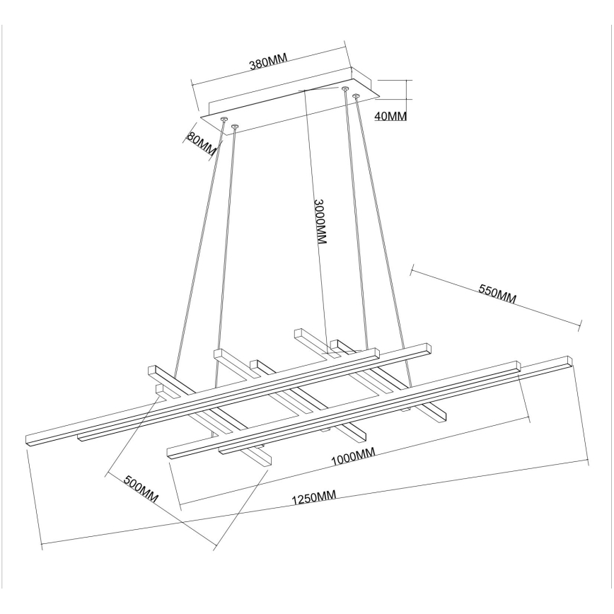 Ondaluce - Ρυθμιζόμενος LED πολυέλαιος με καλώδιο MOVIDA LED/114W/230V σε χρυσό