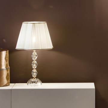 Ondaluce - Επιτραπέζιο φωτιστικό BRIGIDA με κρύσταλλα 1xE27/15W/230V κρεμ/διάφανο