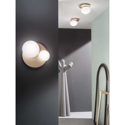 Ondaluce - Επιτοίχιο φωτιστικό TONDO, 1xE14/10W/230V + 1xE27/15W, χρυσό/λευκό