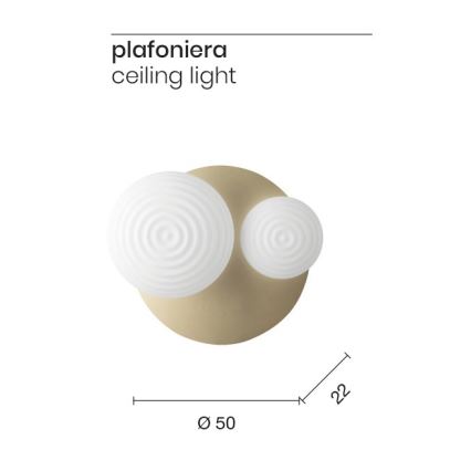 Ondaluce - Επιτοίχιο φωτιστικό TONDO, 1xE14/10W/230V + 1xE27/15W, χρυσό/λευκό