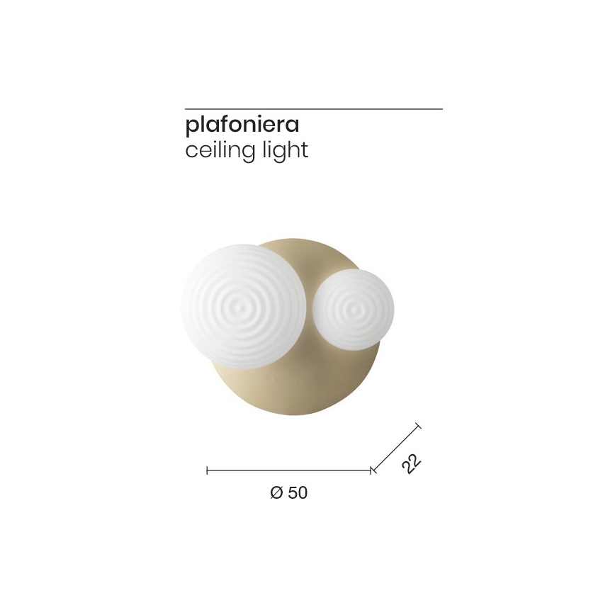 Ondaluce - Επιτοίχιο φωτιστικό TONDO, 1xE14/10W/230V + 1xE27/15W, χρυσό/λευκό
