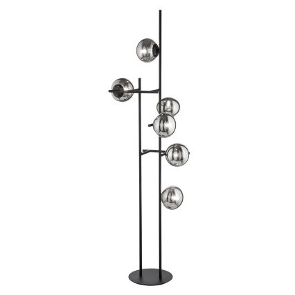 Ondaluce - Επιδαπέδιο φωτιστικό JEWEL 6xE14/10W/230V 166 εκ. μαύρο/καπνιστό μαύρο