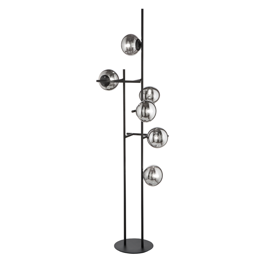 Ondaluce - Επιδαπέδιο φωτιστικό JEWEL 6xE14/10W/230V 166 εκ. μαύρο/καπνιστό μαύρο