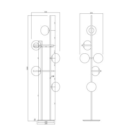 Ondaluce - Επιδαπέδιο φωτιστικό JEWEL 6xE14/10W/230V 166 εκ. μαύρο/καπνιστό μαύρο