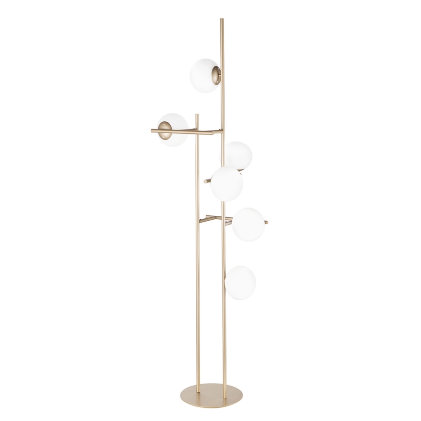 Ondaluce - Επιδαπέδιο φωτιστικό JEWEL 6xE14/10W/230V 166 εκ. χρυσό/λευκό