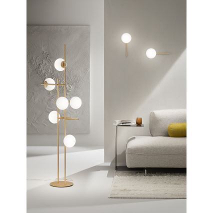 Ondaluce - Επιδαπέδιο φωτιστικό JEWEL 6xE14/10W/230V 166 εκ. χρυσό/λευκό